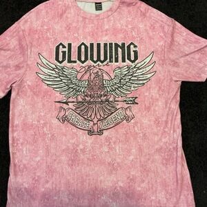 Glowing Graphic Eagle Tee - Pink Wash